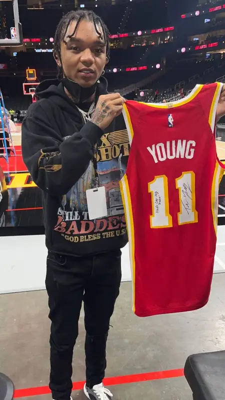 Swae Lee outfit in Six Shot, Nike, and NBA, 2021