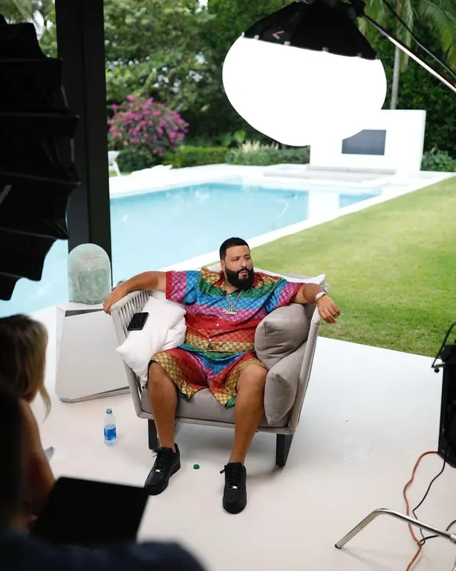 DJ Khaled outfit in Gucci, Supreme, and Nike, 2021