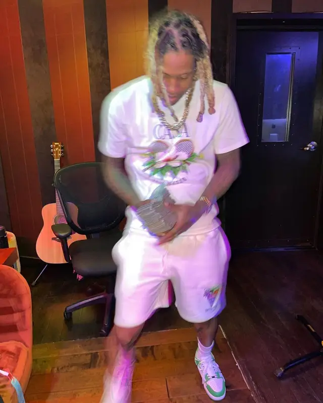 Lil Durk outfit in Casablanca and Amiri, 2021