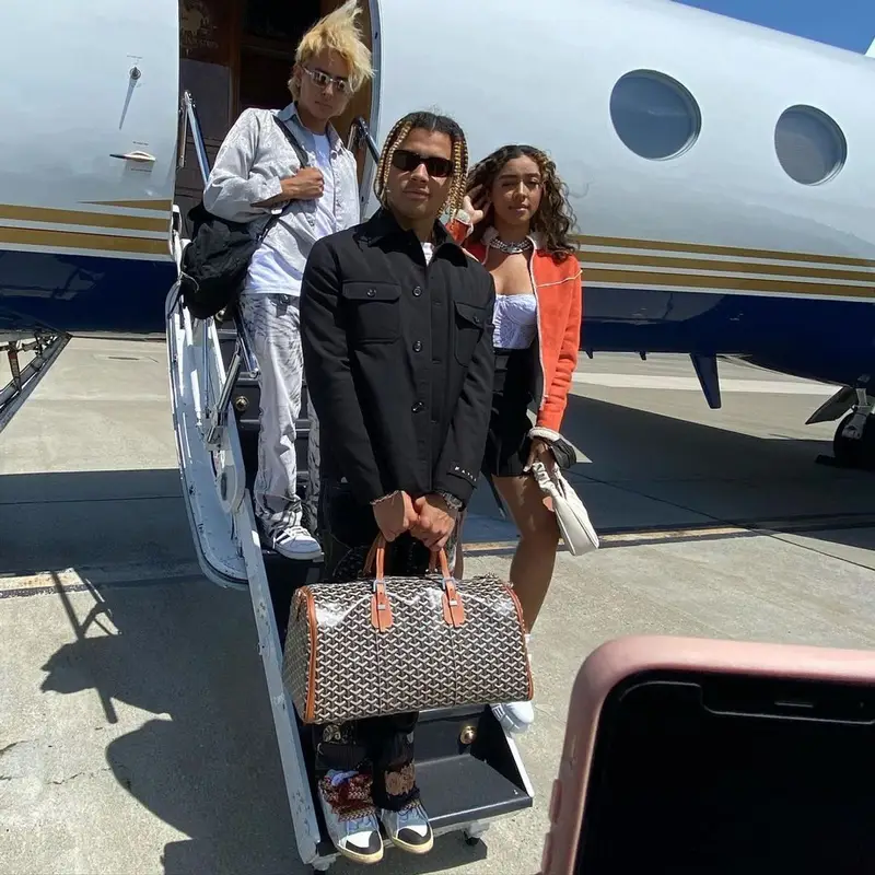 24kGoldn outfit in Marni, Goyard, and Akila, 2021