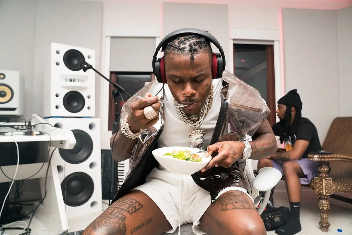 DaBaby outfit in Louis Vuitton, 2021