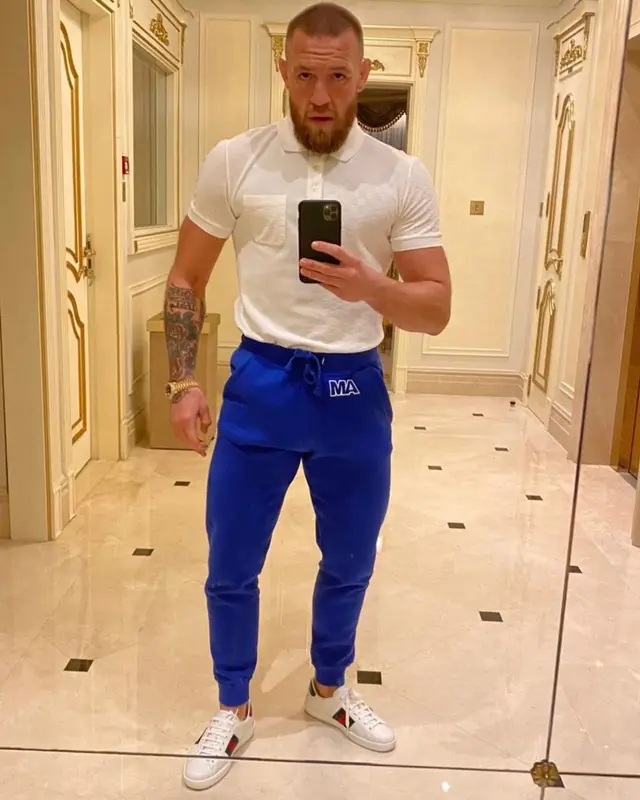 Conor McGregor outfit in Louis Vuitton, August McGregor, and Gucci, 2021