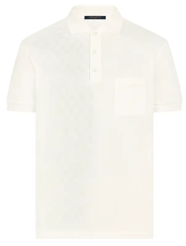 Louis Vuitton Brown Caro Pattern White Polo Shirt - Tagotee