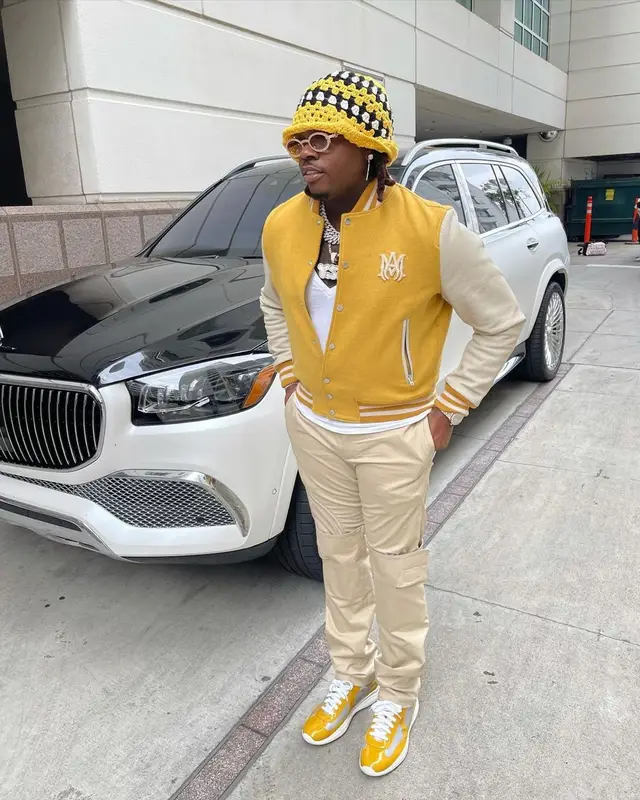 Gunna outfit in Givenchy, Cartier, and Amiri, 2021