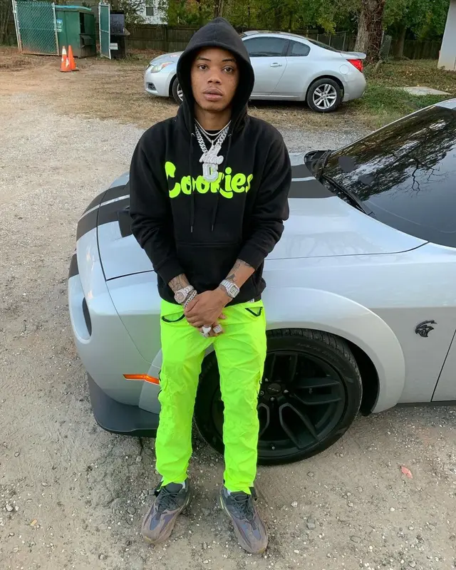 Lil Migo outfit in Cookies and Adidas, 2021