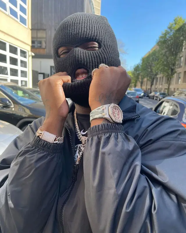 Headie One outfit in Nike and Skepta Merch, 2021