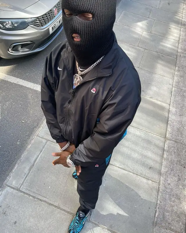 Headie One outfit in Nike and Skepta Merch, 2021
