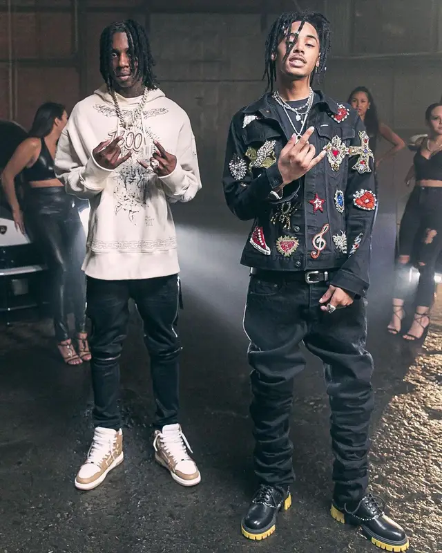 Polo G outfit in Givenchy and Amiri, 2021