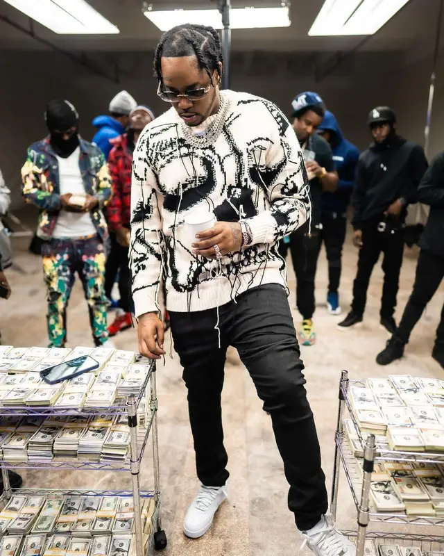 Fivio Foreign outfit in Alexander McQueen, Amiri, and Nike, 2021