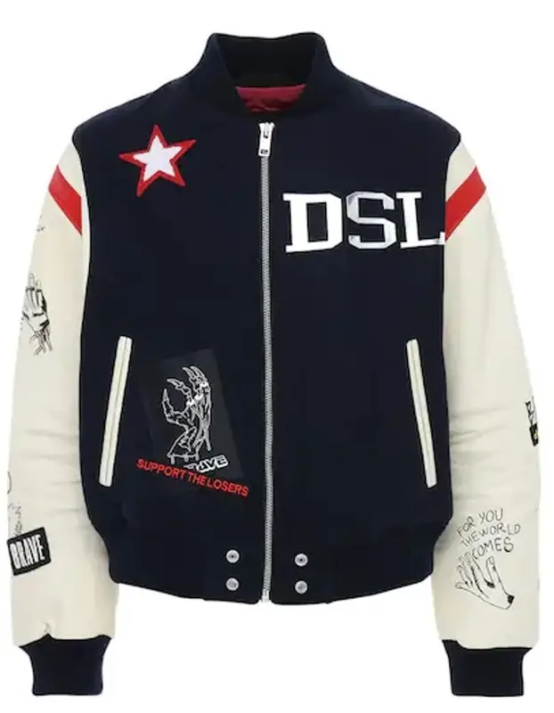 Diesel Wool Blend \u0026 Leather Varsity 