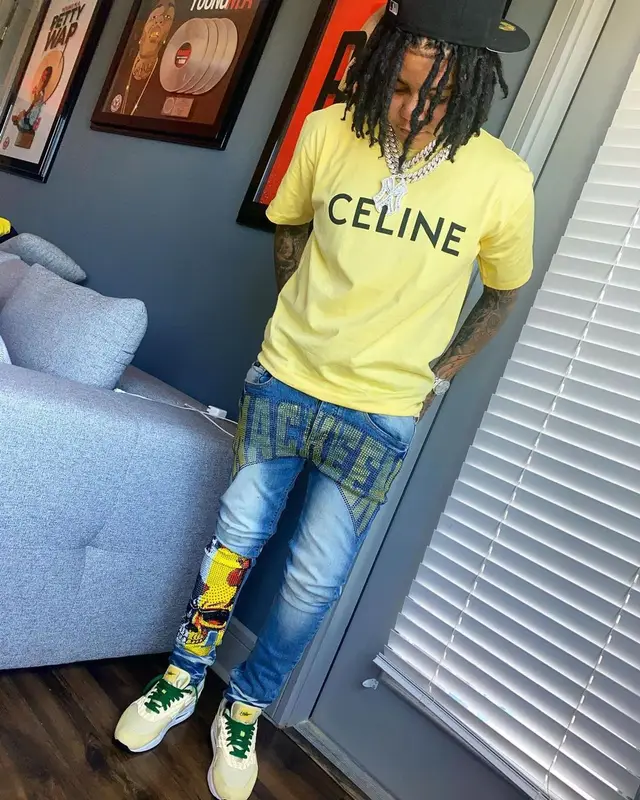 Young M.A outfit in Celine, MacKeen USA, and Nike, 2021