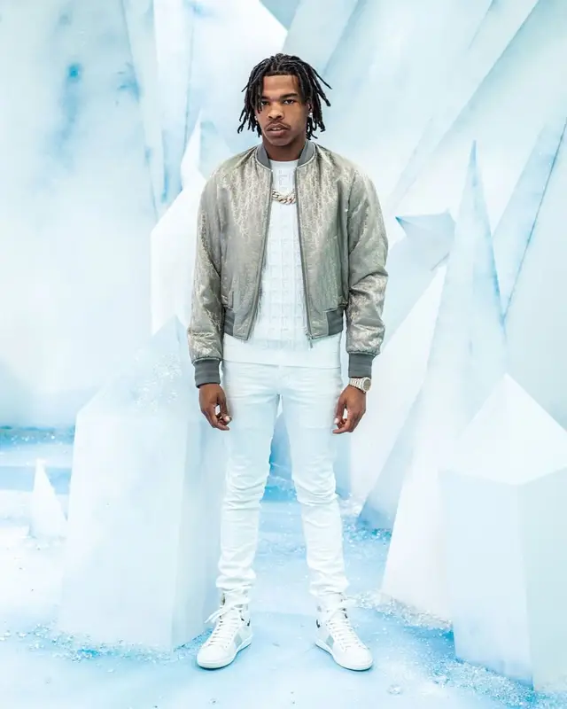 Lil Baby outfit in Dior, Fendi, and Saint Laurent, 2021