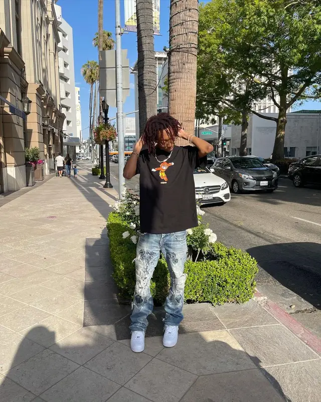 Lil Tecca outfit in Rick Owens, Nike, and Ray-Ban, 2021