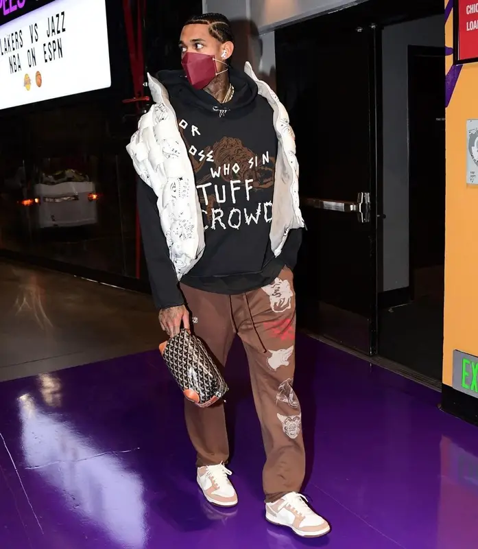 Jordan Clarkson outfit in Kapital, Goyard, and Henry Mask, 2021