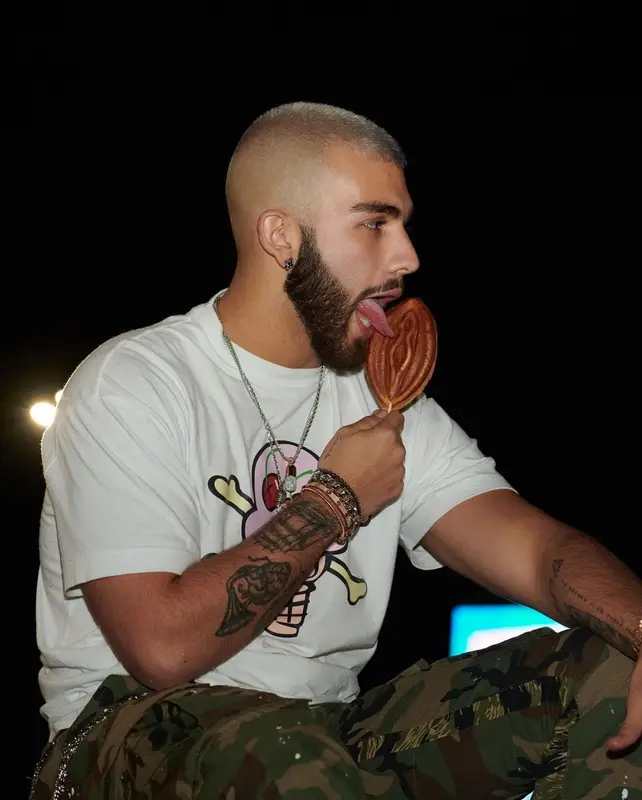 Manuel Turizo outfit in Palm Angels, Prada, and Ice Cream, 2021