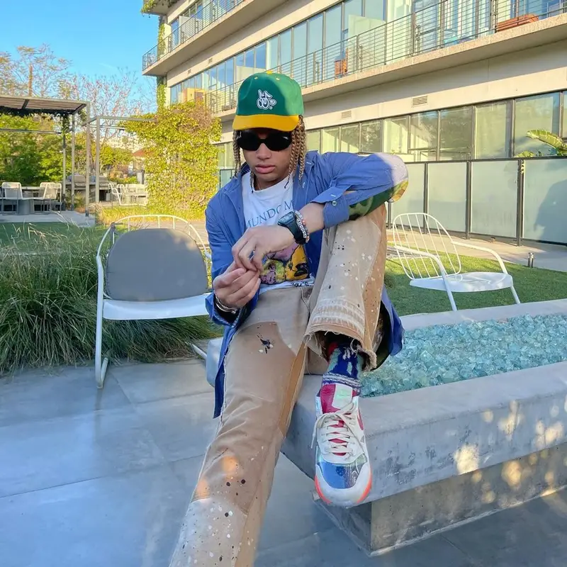 24kGoldn outfit in Junya Watanabe, Prada, and Cherry, 2021
