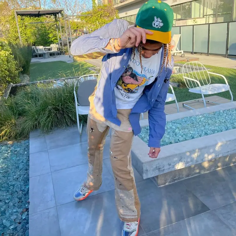 24kGoldn outfit in Junya Watanabe, Prada, and Cherry, 2021