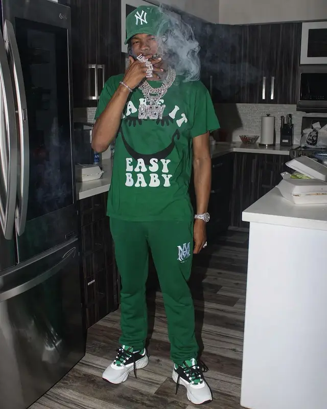 Lil Baby outfit in Amiri and Shmeel, 2021