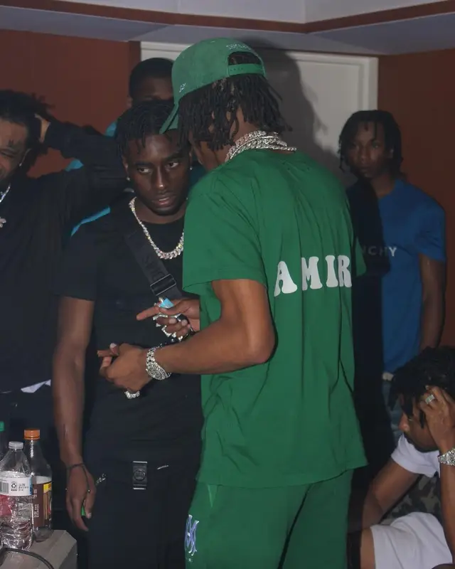 Lil Baby outfit in Amiri and Shmeel, 2021