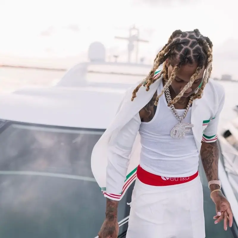 Lil Durk outfit in Casablanca and Ethika, 2021