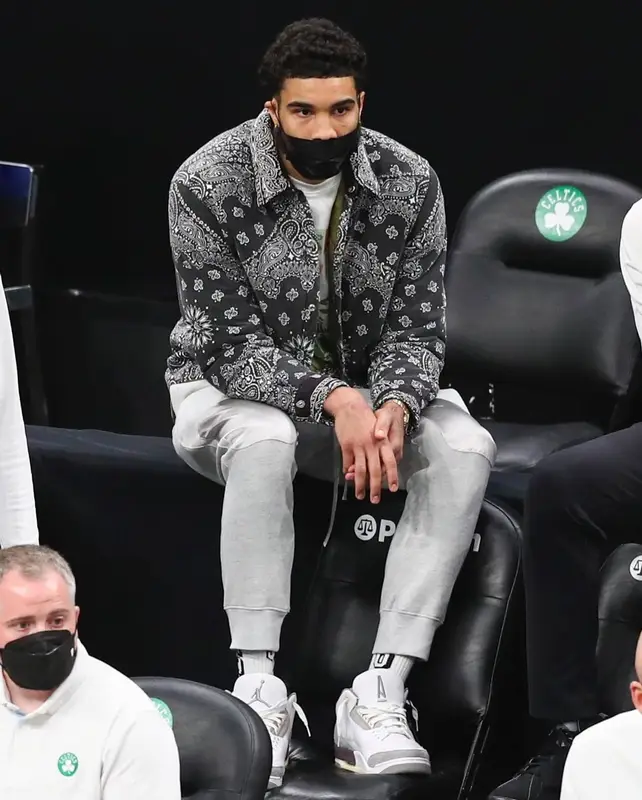 Jayson Tatum outfit in Hounds, Jordan, and A Ma Maniere, 2021