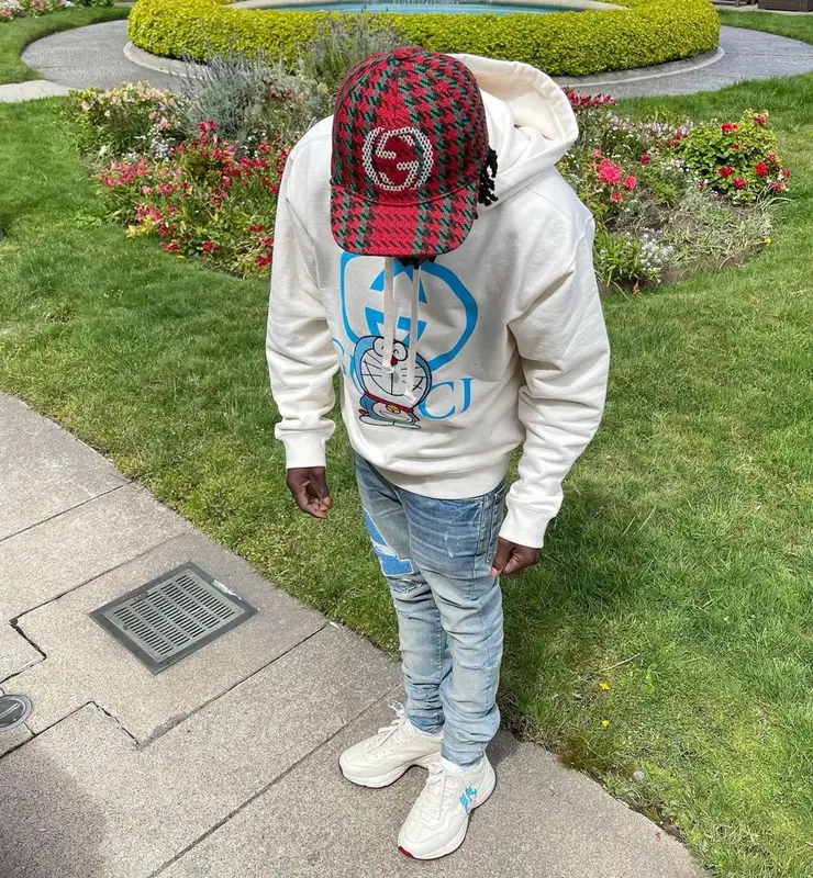 Jackboy outfit in Doraemon, Amiri, and Gucci, 2021