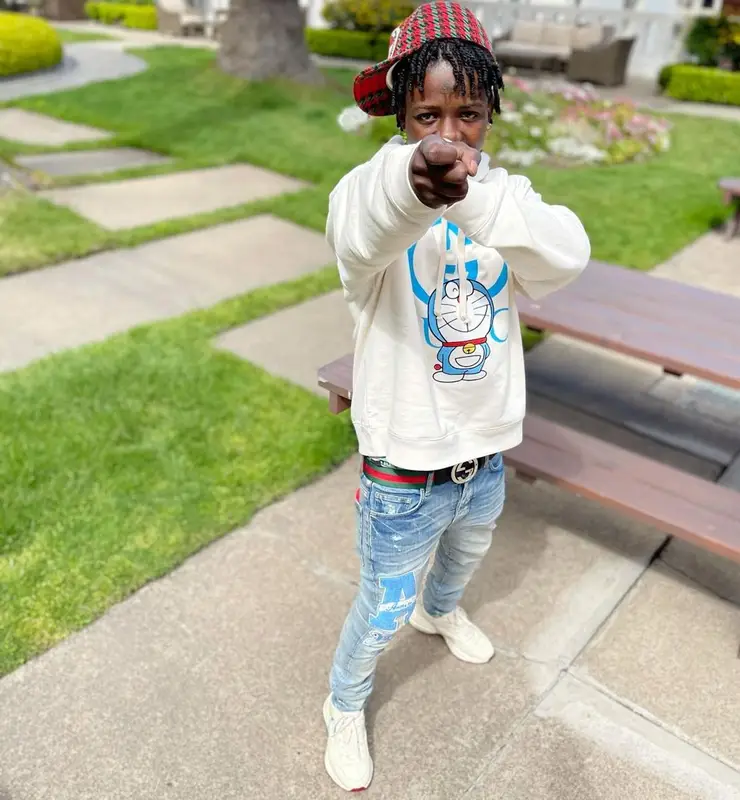 Jackboy outfit in Doraemon, Amiri, and Gucci, 2021