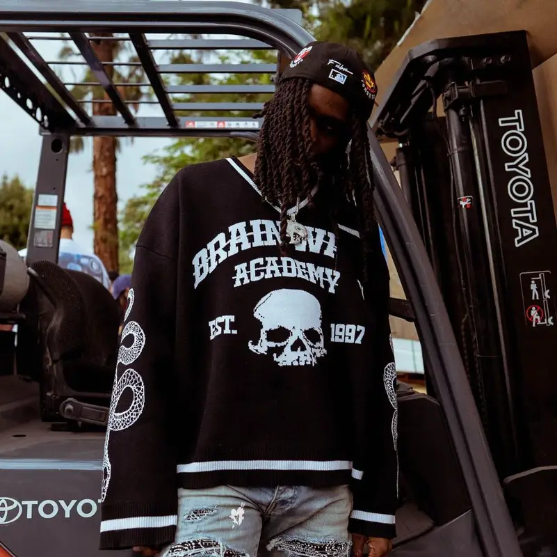 Chief Keef outfit in Kam Vercetti and Amiri, 2021