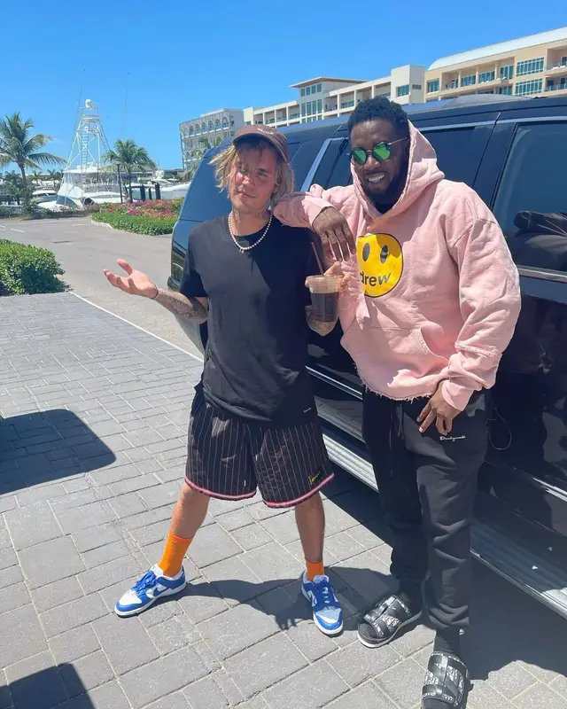 Diddy outfit in Drew House, Readymade, and Dior, 2021