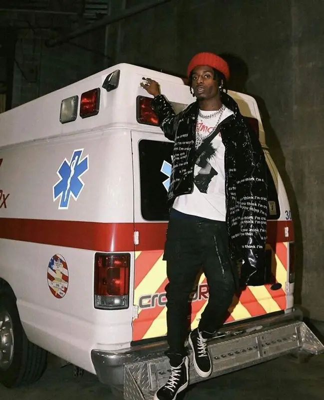 Playboi Carti outfit in Ev Bravado and Rick Owens, 2017