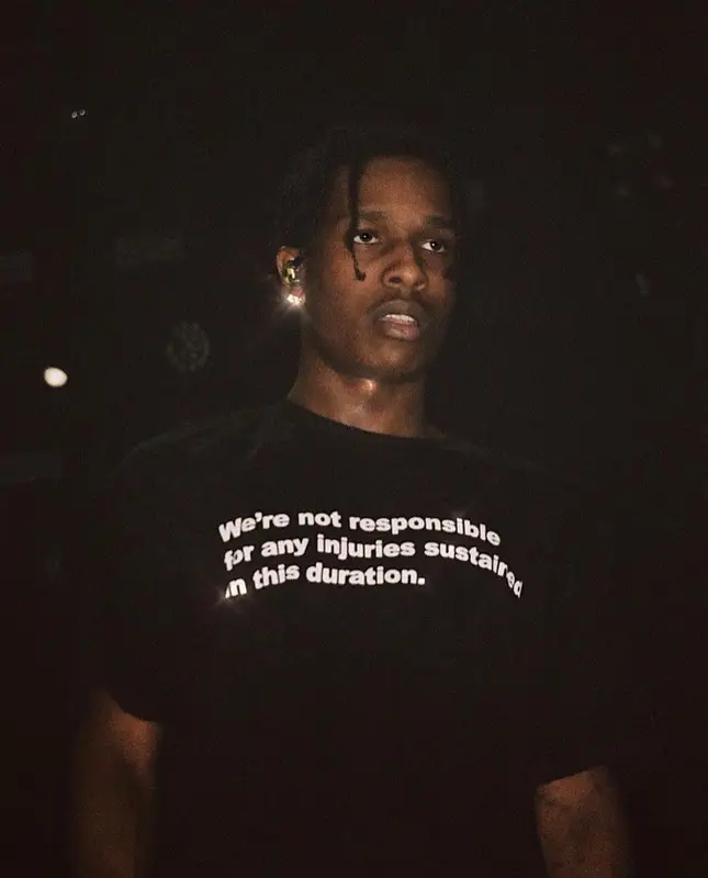 ASAP Rocky outfit in ASAP Rocky Merch, Prada, and AWGE, 2021