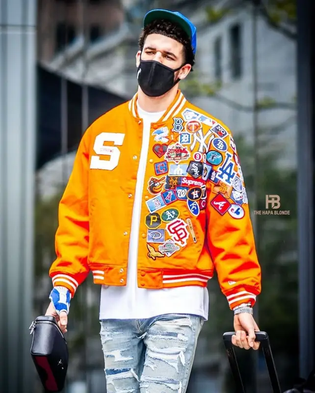 Lonzo Ball outfit in Supreme, Amiri, and New Era, 2021