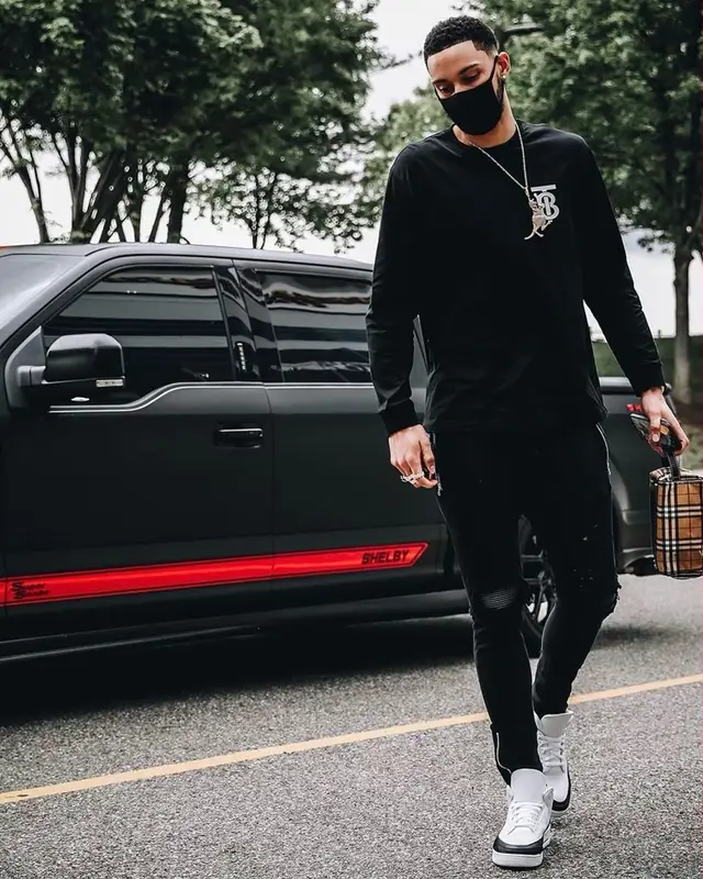 Ben Simmons outfit in Burberry, Amiri, and Jordan, 2021