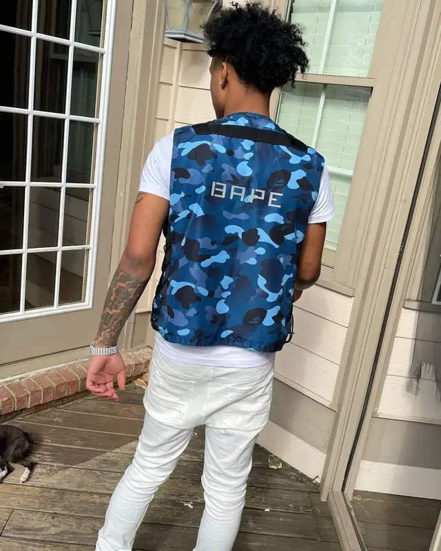 Luh Kel outfit in Bape, Purple Brand, and Off-White, 2021