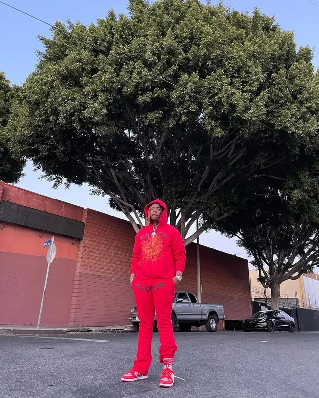 Lil Gotit outfit in Young Thug Merch, Nike, and Spider Worldwide, 2021