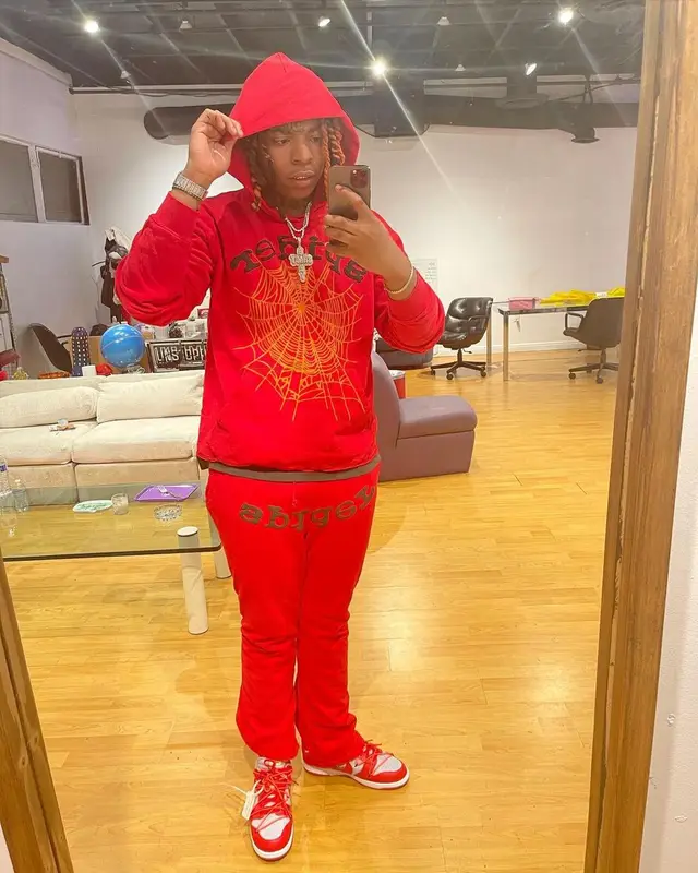 Lil Gotit outfit in Young Thug Merch, Nike, and Spider Worldwide, 2021