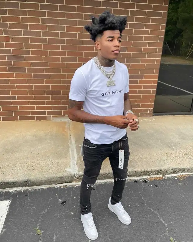 Yungeen Ace outfit in Givenchy, Purple Brand, and Nike, 2021