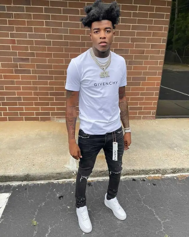 Yungeen Ace outfit in Givenchy, Purple Brand, and Nike, 2021