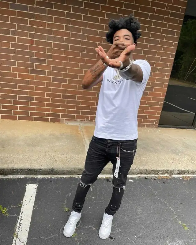Yungeen Ace outfit in Givenchy, Purple Brand, and Nike, 2021