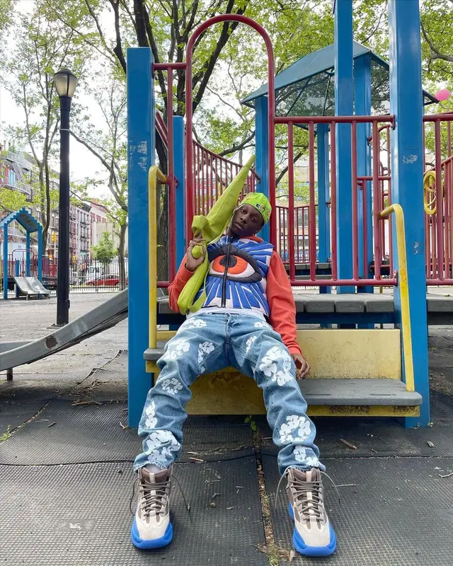 Bloody Osiris outfit in Levi’s, Yeezy, and Denim Tears, 2021