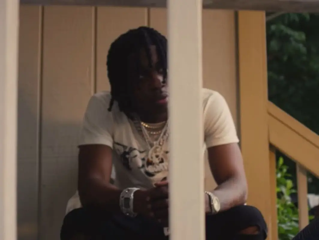 Polo G outfit in Purple Brand, 2021