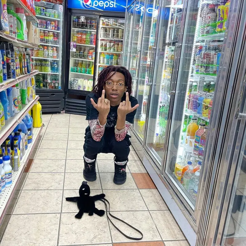 Lil Tecca outfit in Number (N)ine, Rick Owens, and Ray-Ban, 2021