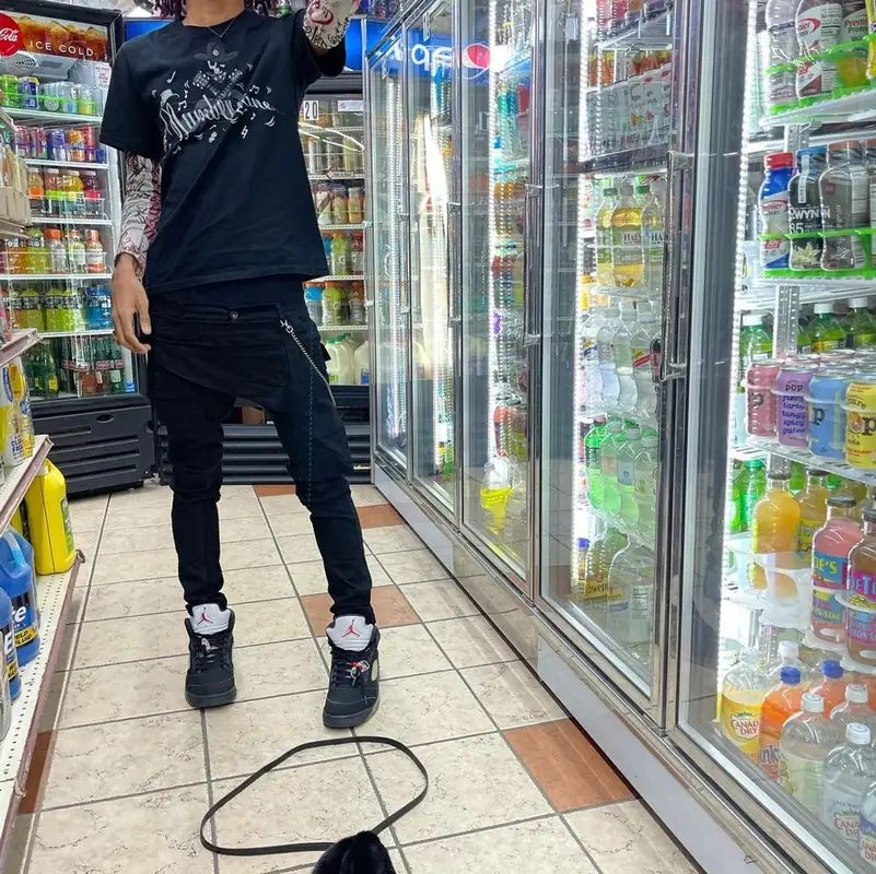 Lil Tecca outfit in Number (N)ine, Rick Owens, and Ray-Ban, 2021