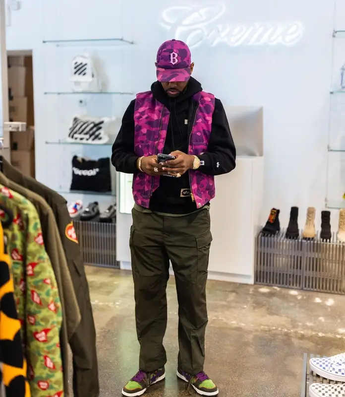 Fabolous outfit in Carhartt, Bape, and Nigo, 2021