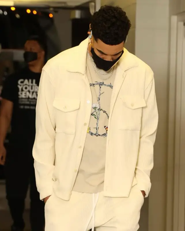 Jayson Tatum outfit in Christos, Honor The Gift, and Valas Los Angeles, 2021