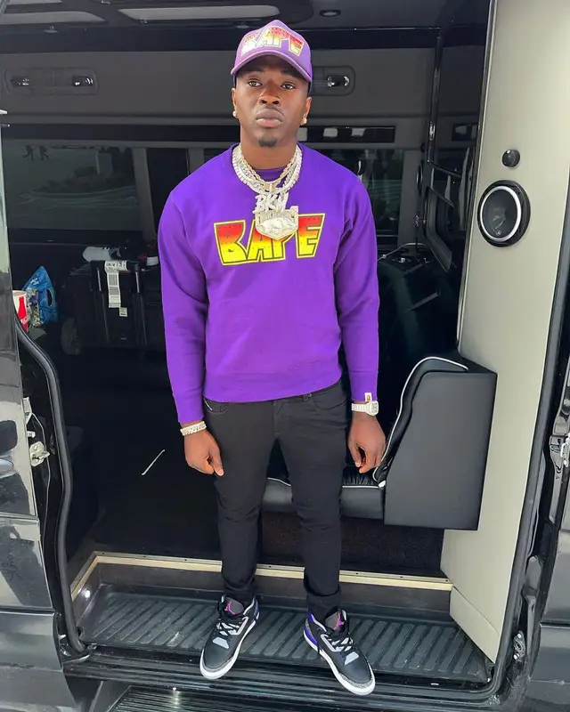 Bankroll Freddie outfit in Jordan and Bape, 2021