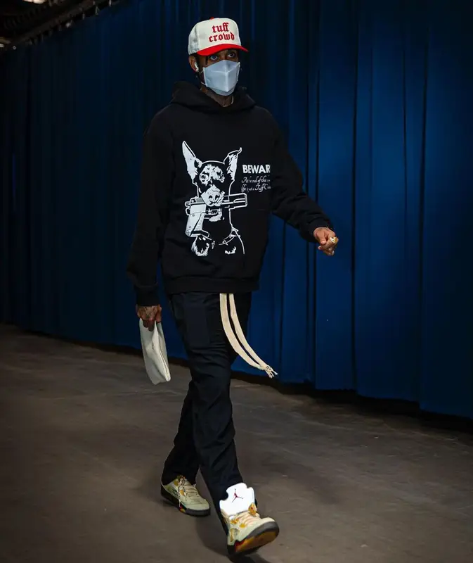 Jordan Clarkson outfit in Loewe, Jordan, and Tuff Crowd, 2021