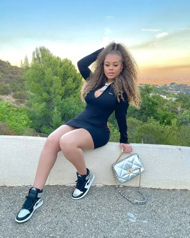 Latto outfit in Nike, Chanel, and Pretty Little Thing, 2021