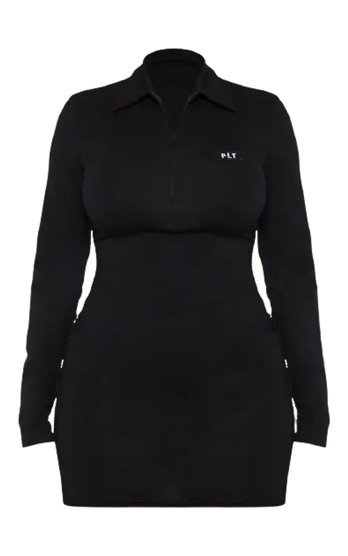 Pretty Little Thing Shape Black Cotton Collar Bodycon Dress $22