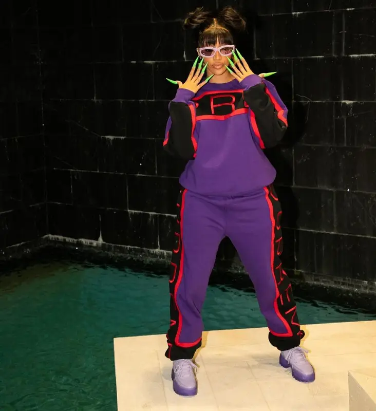 Cardi B outfit in Supreme, Reebok, and Bottega Veneta, 2021